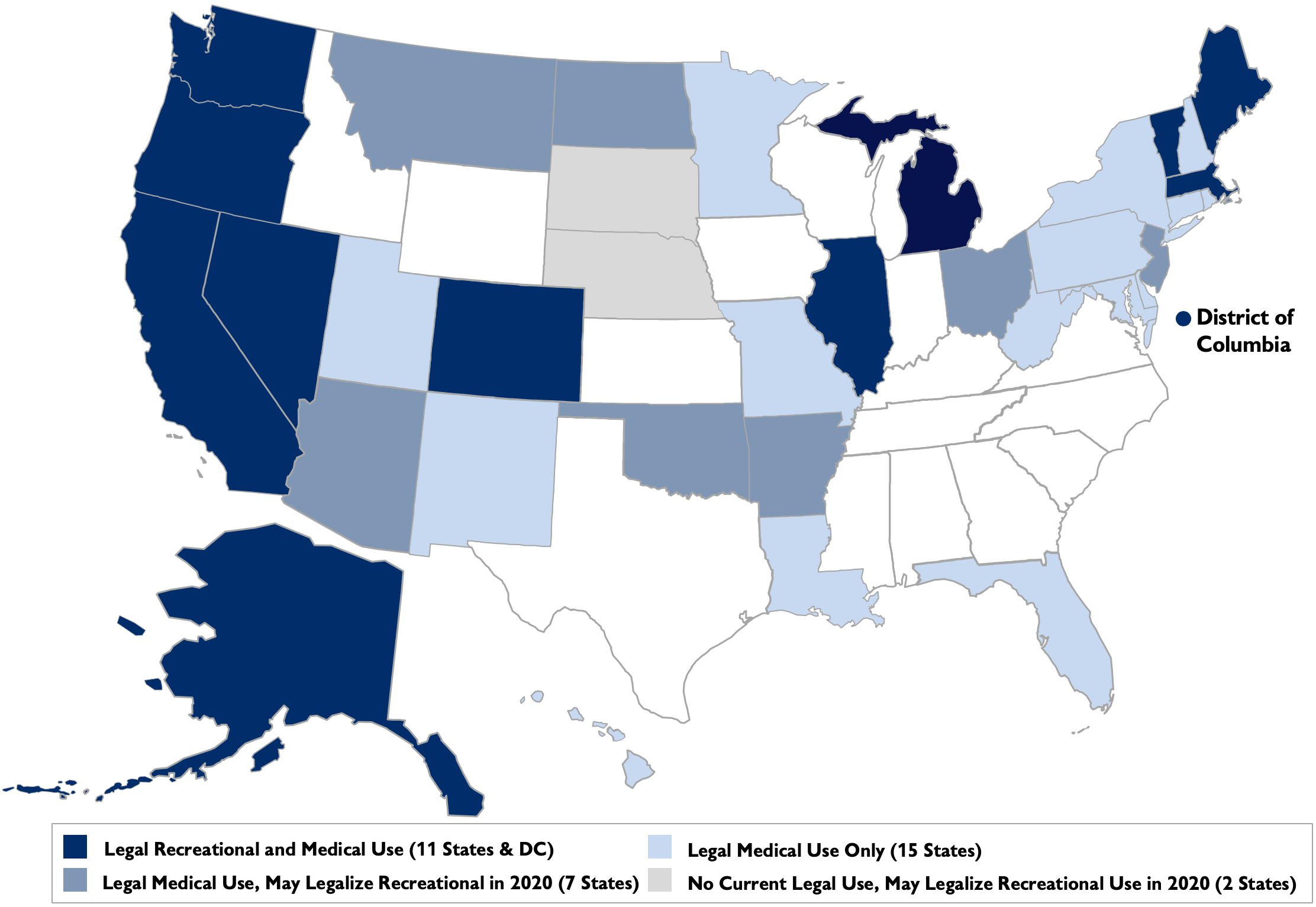 Map: Status of State Marijuana Legalization - May 2020