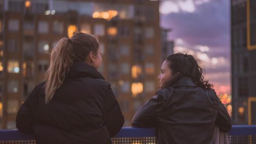 two people talking