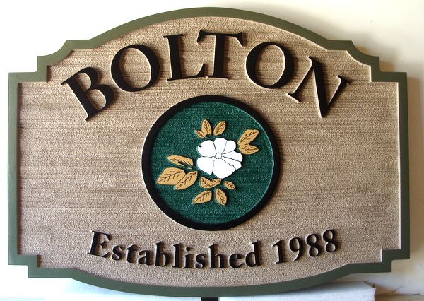 I18224 - Carved and Sandblasted Property Name Sign, with Dogwood Blossom 