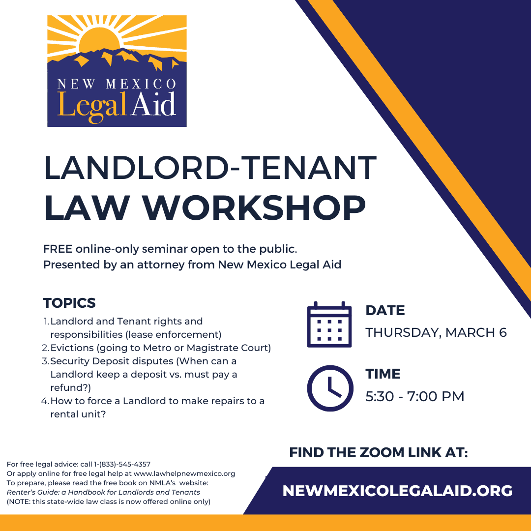 Landlord Tenant Law Workshop Flyer