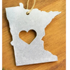 02) Minnesota Christmas Ornament with Heart