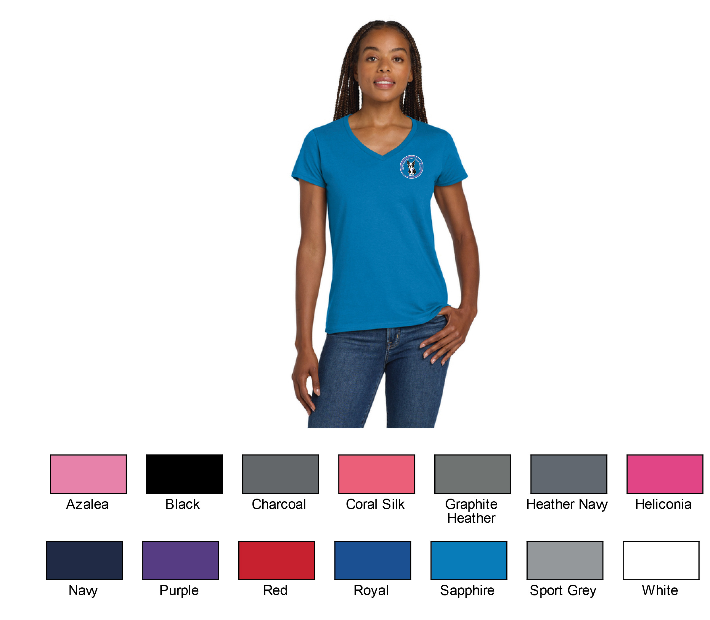 Ladies Vneck T-shirt (Left Chest)