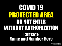 18” x 24” COVID Protected Area Metal sign with custom contact info area