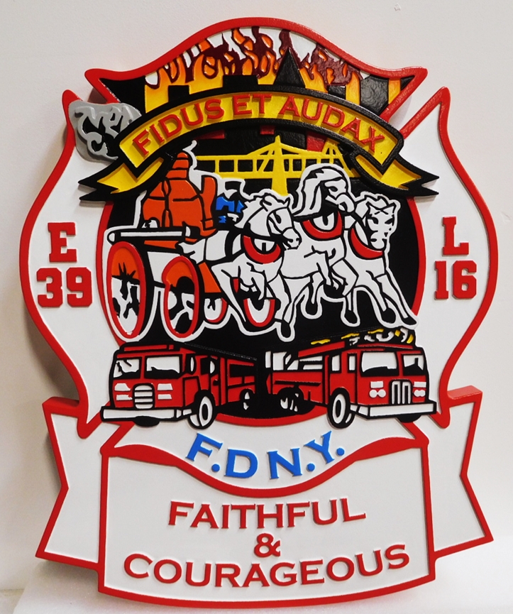 CB5547 - New York City Fire Department Emblem, Multi-level and Engraved Relief