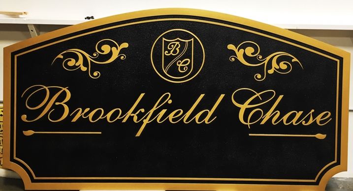 I18011 - Elegant  Carved Entrance Sign to the Brookfield Chase Estate