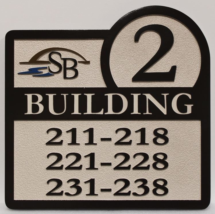 KA2841  - Carved 2.5-D Relief  High-Density-Urethane (HDU) Unit Number Building Sign 