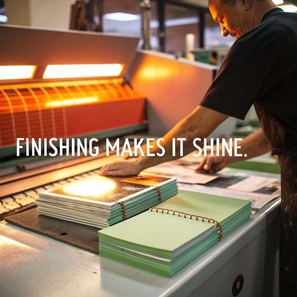 man working on finishing some print jobs