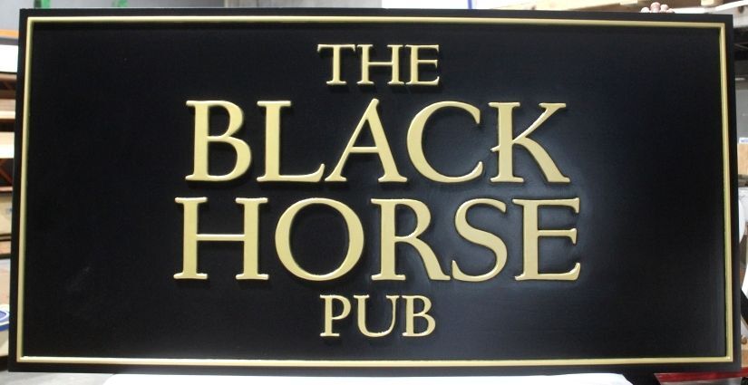 RB27581 - Carved Sign for "The Black Horse Pub"