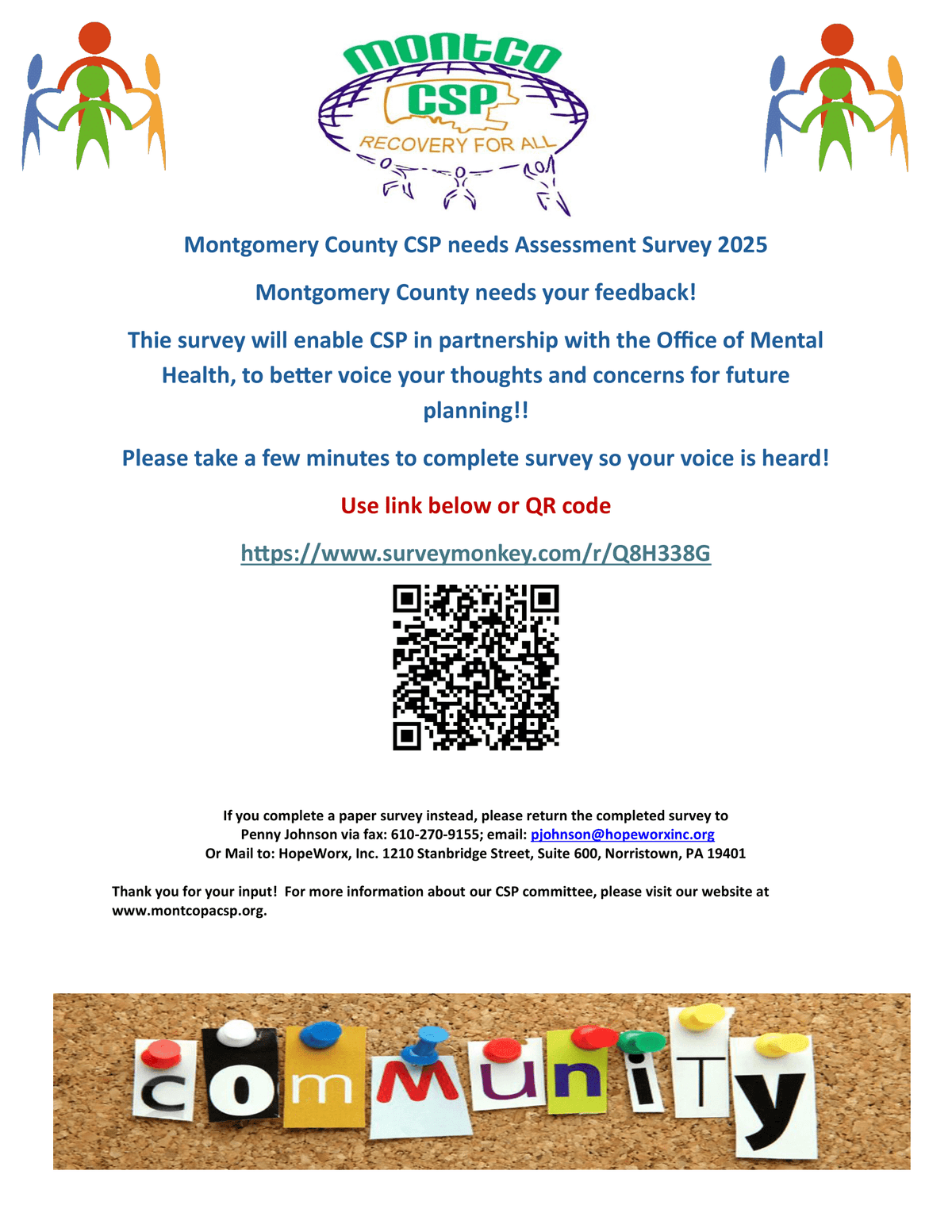 We need your input on MH services to prioritize needs in Montgomery County PA