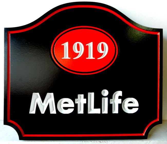 Z35330 - Engraved (V-Carved) Sign for MetLife Insurance Company
