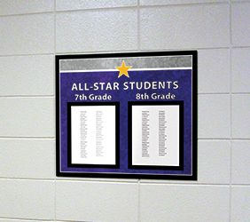 All-Star students school sign in purple/gray, recognition sign with paper holder, custom sign