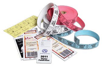 Printed Tickets with barcodes, numbers, and variable data