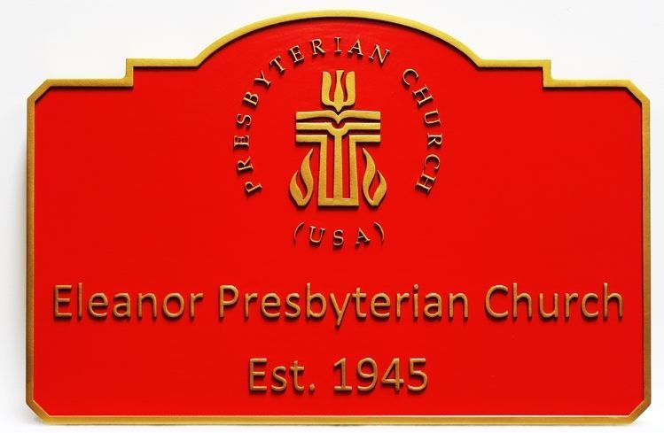 D13143 - Carved 2.5-D Raised Relief  HDU sign for the Eleanor Presbyterian Church