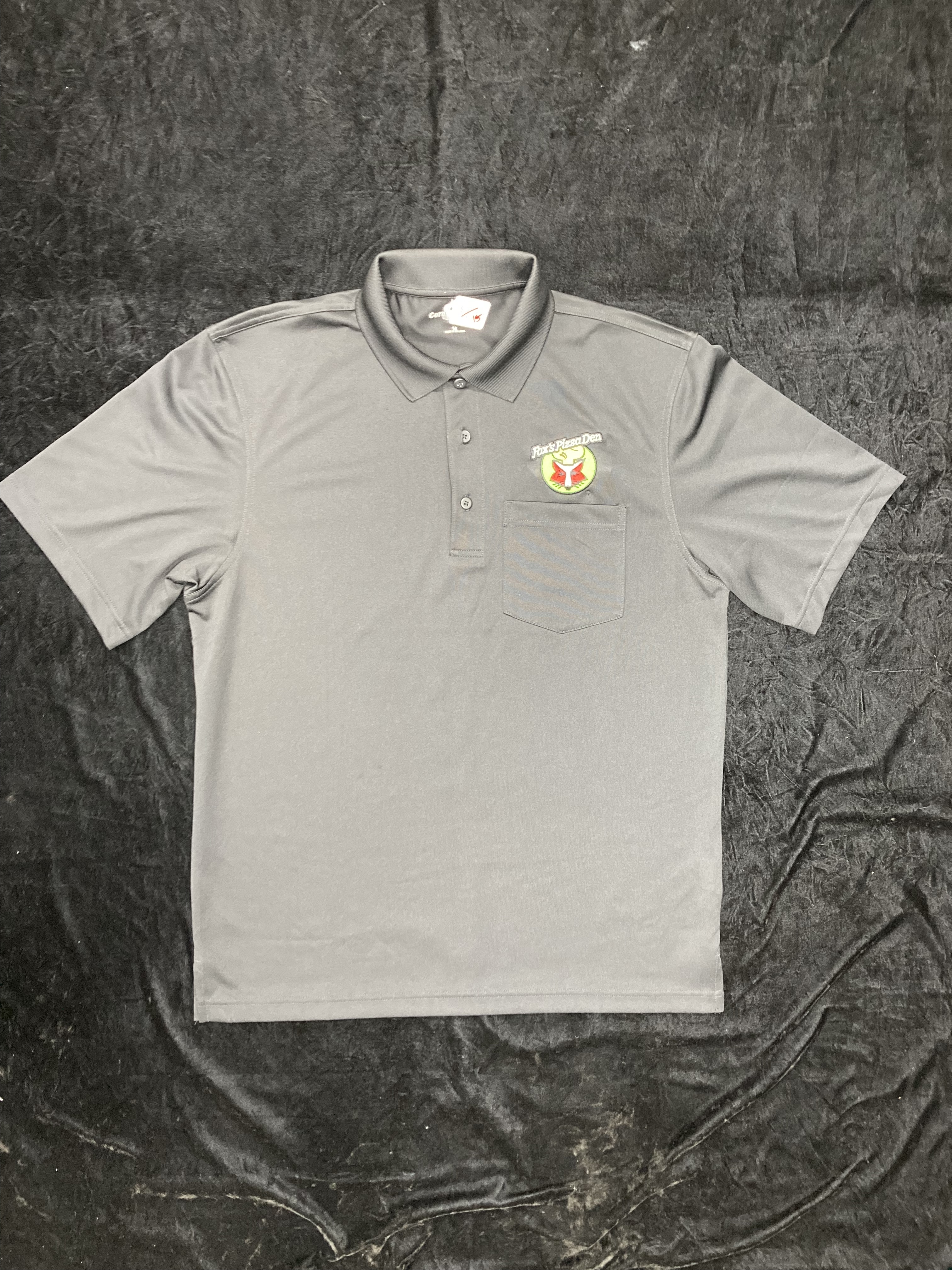 SALE Fox's Logo - Medium Black Moisture-Wicking Polo w/ Pocket