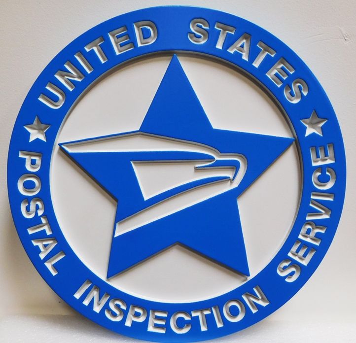 AP-6683 - Carved Wall Plaque made for the US Postal Inspection Service, 2.5-D Engraved Relief