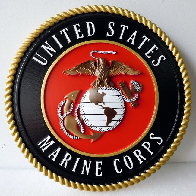 V31406B - Marine Corps Emblem, Carved HDU, with Official Colors (except for globe ) 