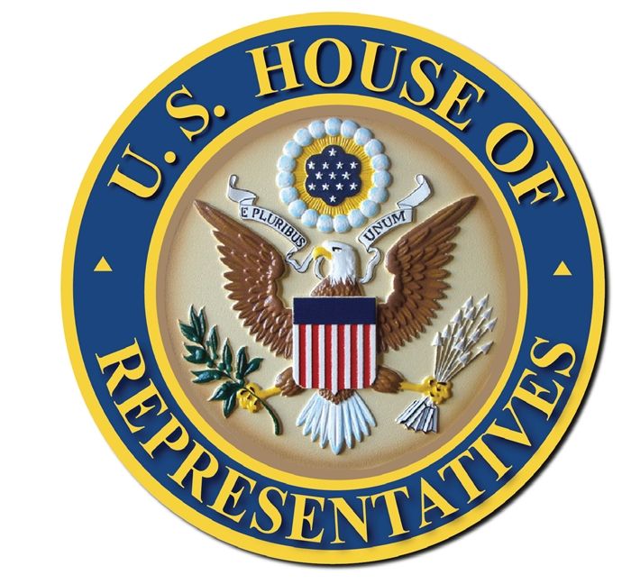 AP-2040 -  Carved Plaque of the Seal of the US House of Representatives, Artist Painted