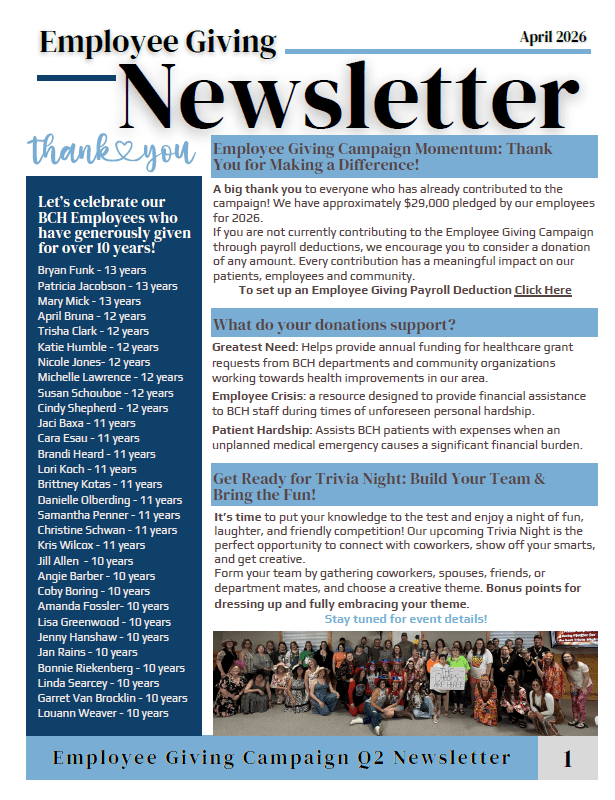 BCH Foundation Q2 Employee Newsletter