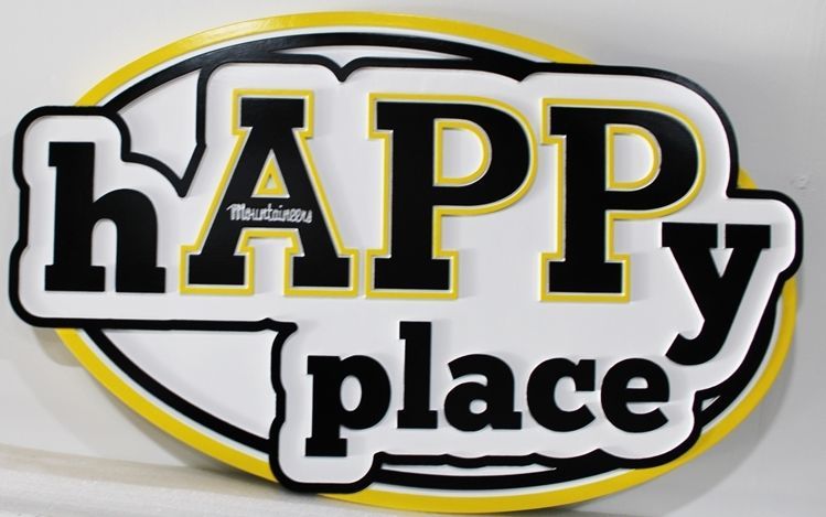 L21047A - Carved 2.5-D Multi-level HDU  Property  Name Sign "Happy Place",