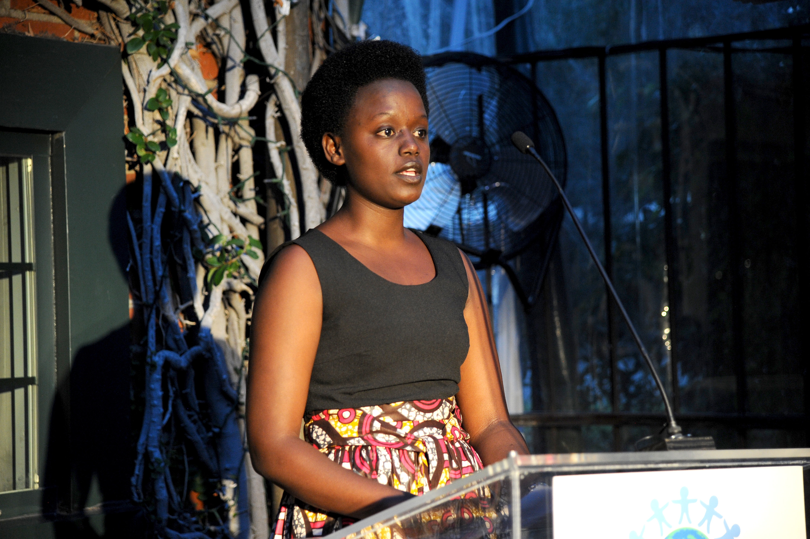 Grace Umutesi, speaking at the  the World of Children Alumni Honors event, 2015.