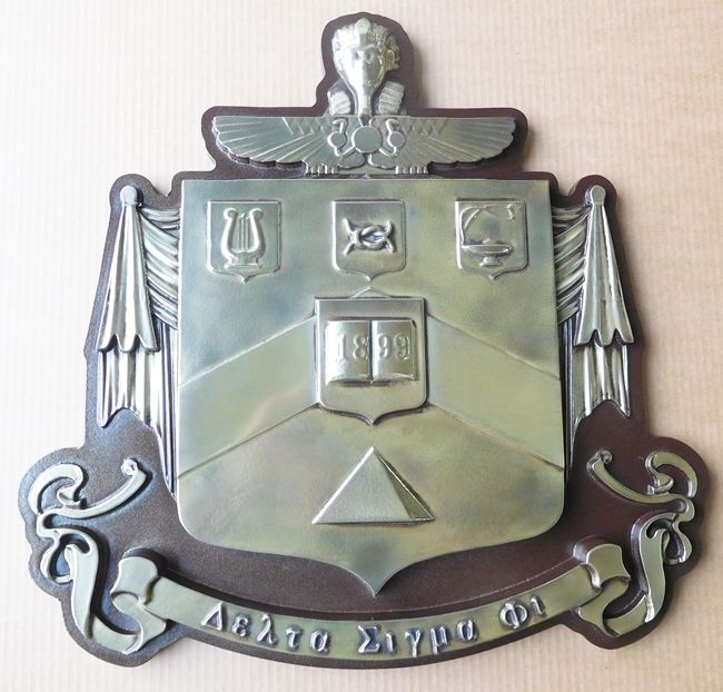 MD4330 - Coat-of-Arms / Crest for a College Fraternity, Nickel-Silver 3-D 