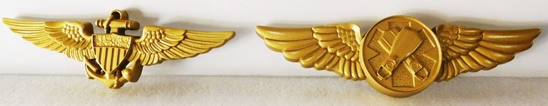 V31230 -  Carved 3-D Naval Aviator and Swimmer Badge Wall Plaques 