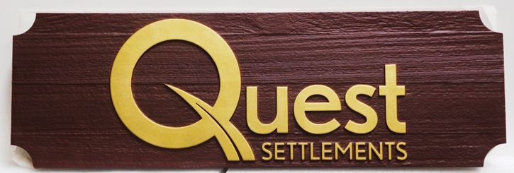 A10493 -  Carved and Sandblasted 2.5-D Western Red Cedar Wood  Entrance Sign for the Quest Settlements Law Office 