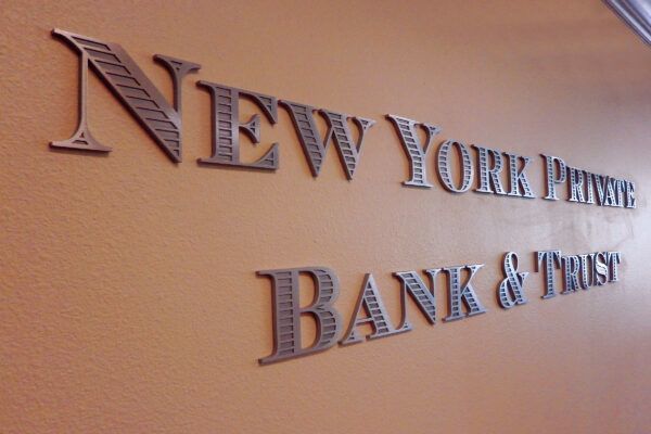 M7950 - Precision Machined  Two-Level   Aluminum  Letters for New York Bank & Trust