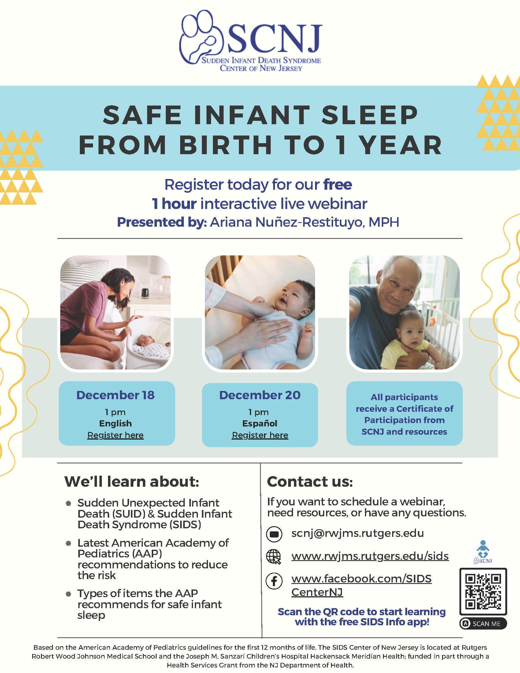 Safe Infant Sleep: December Free Interactive Webinars