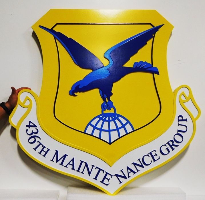 LP-7112 - Carved Plaque of the Shield Crest of the 432nd Maintenance Group, 2.5-D Artist Painted with Eagle and Globe
