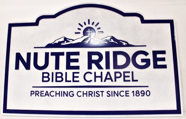 D13043 - Carved HDU Sign for "Nute Ridge Bible Chapel"