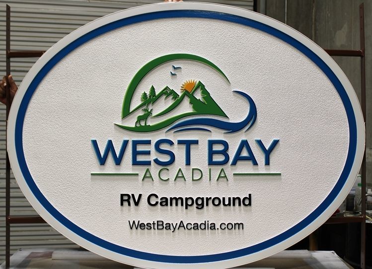 G16328 - Large Carved HDU Entrance sign for the West Bay Acadia RV Campground 