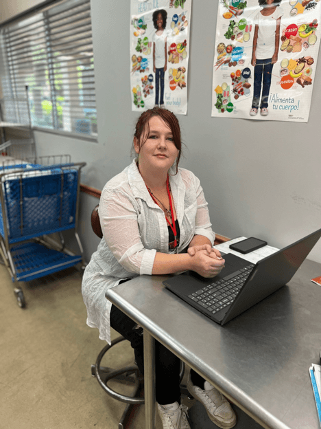 Despite being a busy Social Work student and now living in Austin, Patricia prioritizes volunteering in The Caring Place’s Food Pantry. Every Friday, she makes the trip to The Caring Place to stock shelves and assist shoppers. She says, “Even though it’s 