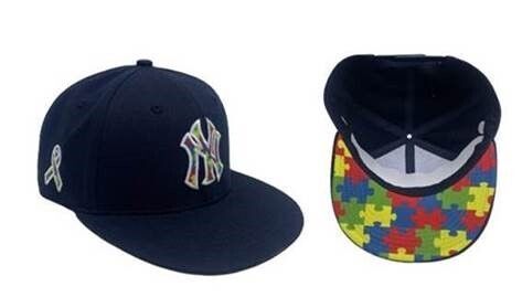 Yankees baseball hat with puzzle pieces