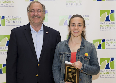 NCMF President Richard Schaeffer and Cassandra McIltrot, Junior Division Award Recipient of the 2014 Maj Gen John E. Morrison Award