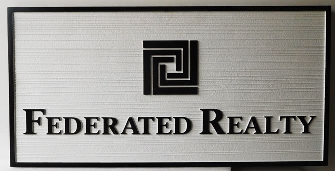 C12336 - Carved and Sandblasted HDU Sign for Federated Realty Company, 2.5-D Raided Text and Wood Grain Background
