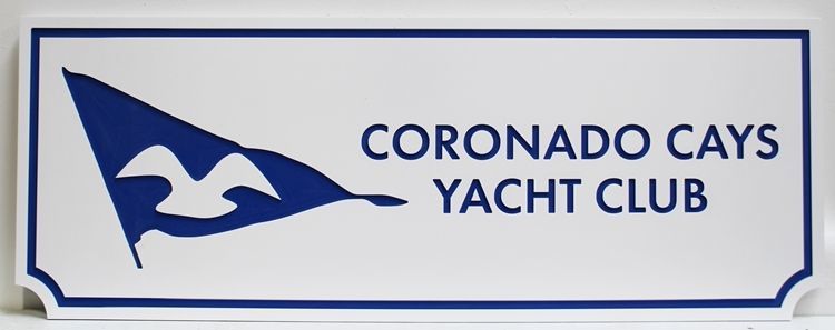 L22502 - Engraved HDU Sign for the Coronado Cays Yacht Club with its  Burgee  as Artwork