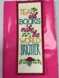 Embroidered Bookmarks - Tea and Books