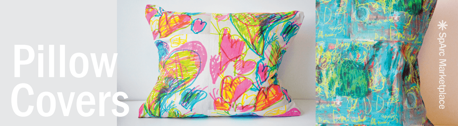 Colorful neon heart fabric, used to make a throw pillow cover