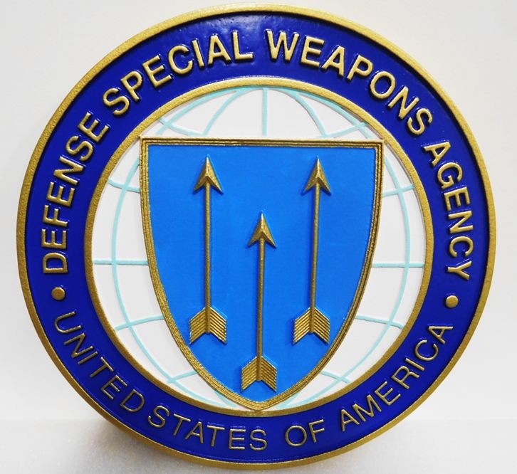 IP-1715 - Carved Plaque of the Seal of the Defense Special Weapons Agency (DSWA), 3-D Artist-Painted