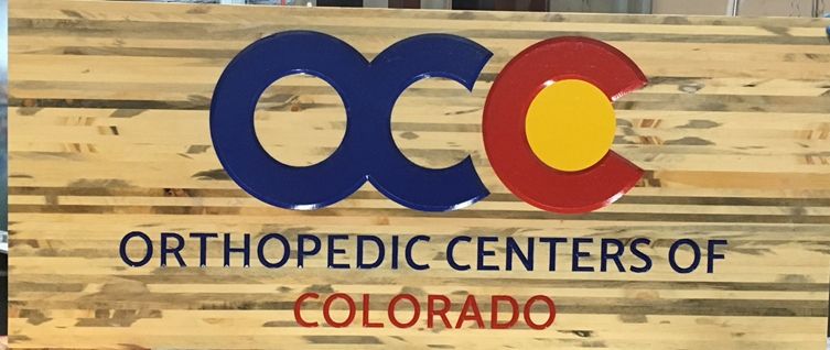 B11164 -  Wood Look, Carved HDU Sign with Engraved Logo and Text for Orthopedic Centers of Colorado