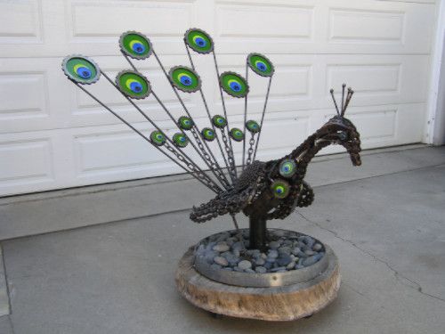 Peacock, Various metal parts and glass 48" H; 48" L; 48" Win