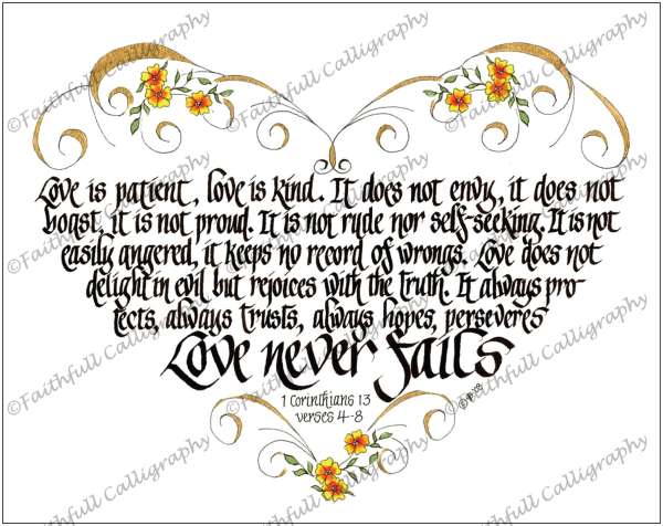 LOVE NEVER FAILS (1 Corinthians, Faithwalk, Friendship/Marriage)