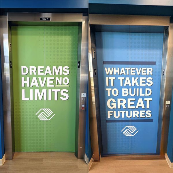 Custom elevator wrap vinyl graphics installed at Boys & Girls Club facility in Augusta Georgia