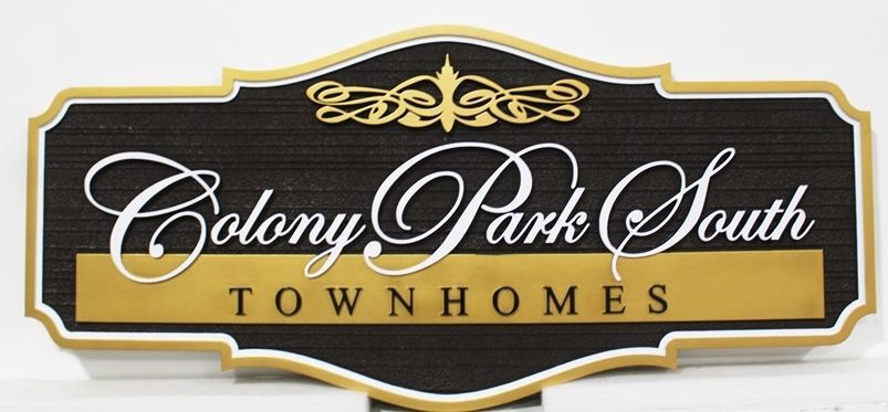 K20171 - Elegant Carved 2.5-D Multi-Level HDU an Entrance  Sign for the "Colony Park South Townhomes"