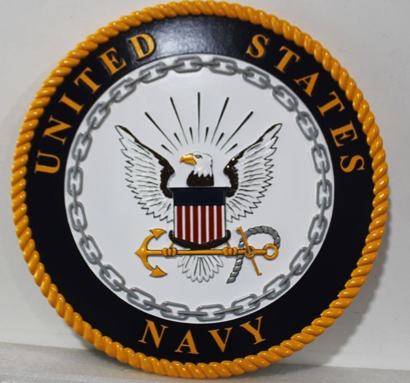 JP-1204 - Carved 2.5-D Multi-Level Relief Plaque of the Emblem of the US Navy