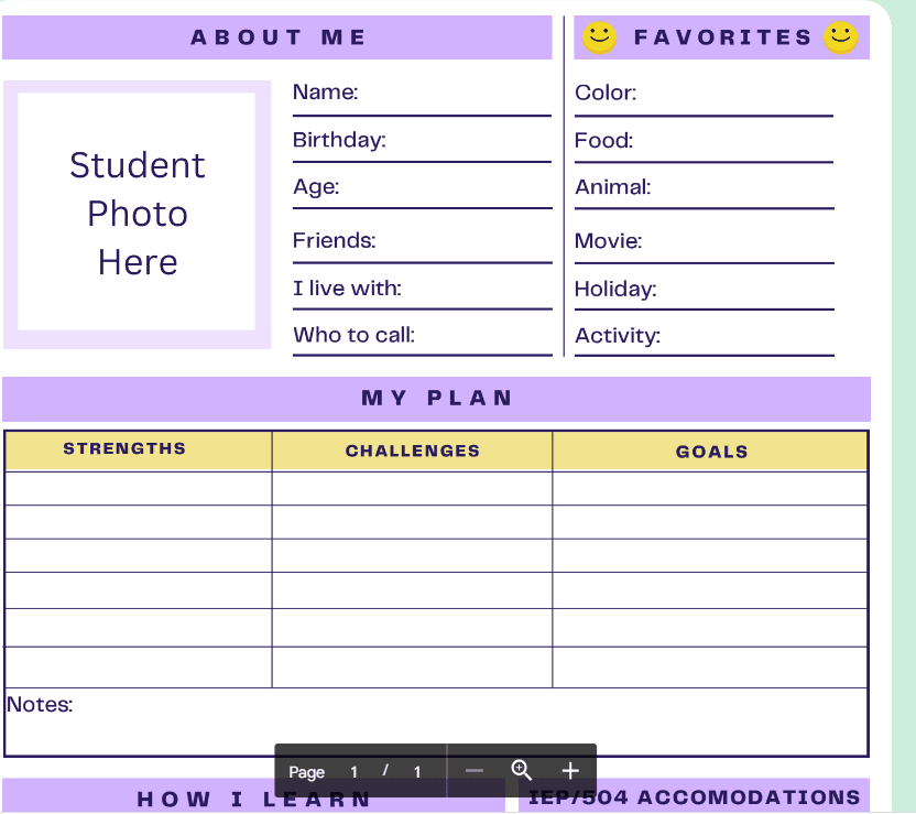 Student Profile Template 