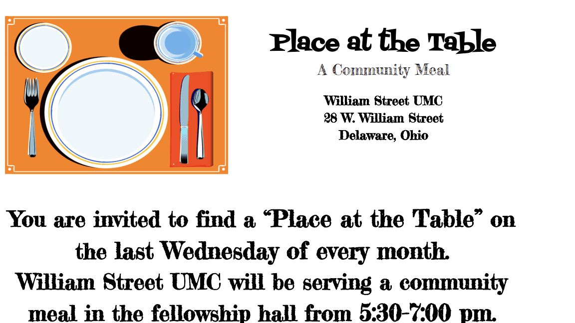 William Street UMC restarts it's monthly "A Place at the Table" community meal.