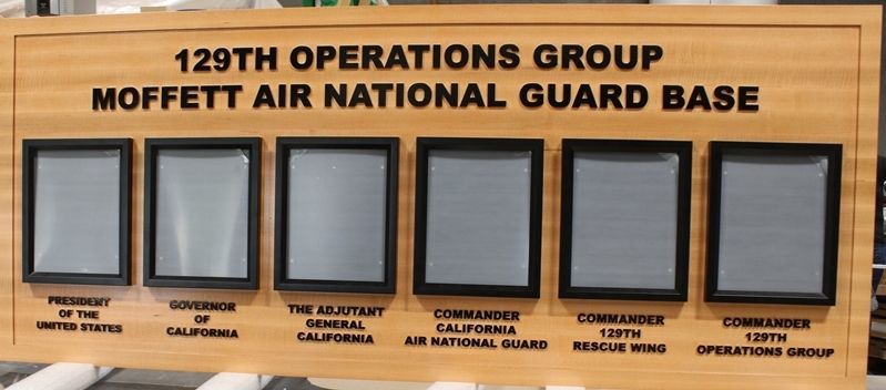 LP-9029 - Birch Wood Chain of Command Photo Board for the 129th Operations Group, Moffett Air National Guard Base 