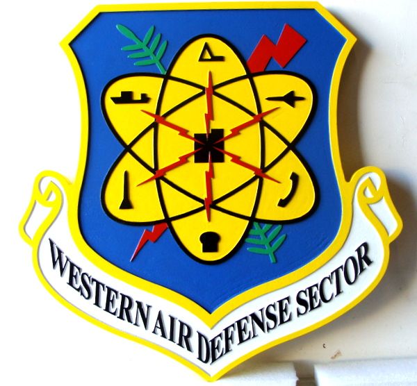 V31583 - Carved Wooden Shield Wall Plaque, with Crest of Western Air Defense Sector